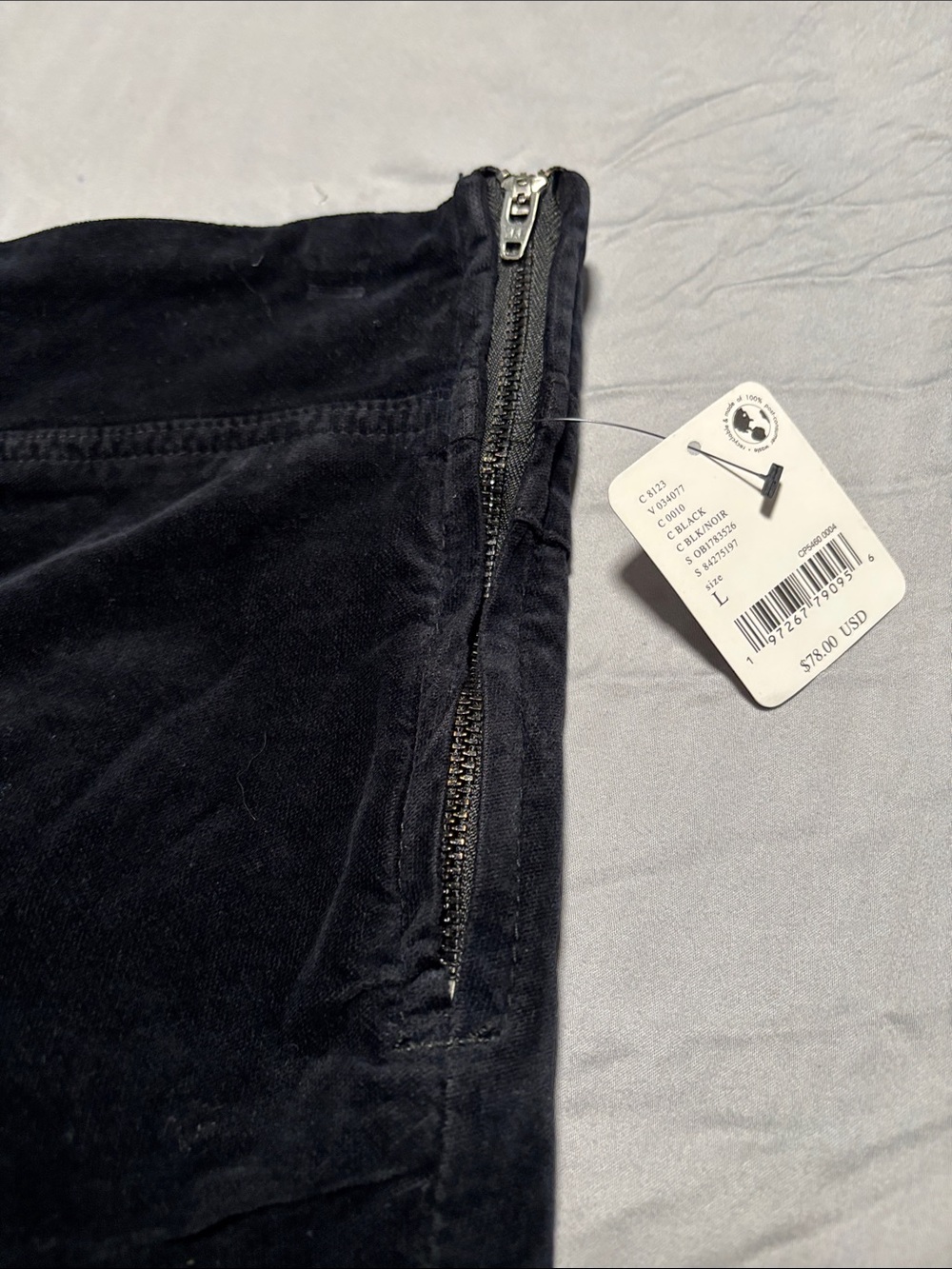 Free people Black velvet Corduroy Pants LARGE - Picture 10 of 14